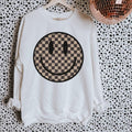 Oversized Smiling Face Sweatshirt | Plaid Checkered Crewneck | Be Happy Hoodie and Sweater; T-shirt Cotton Menswear...