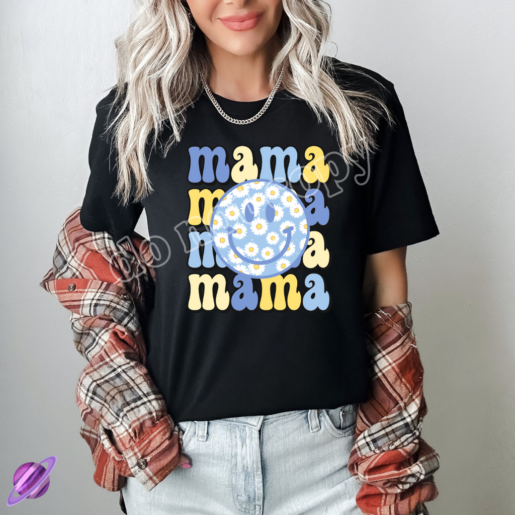 MAMA FLOWER SMILEY TEE Hoodie, Sweatshirt | PureTeeCo.com (Image 1)