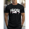 PARADISE Graphic T-Shirt for Men - Casual Sports Style, Geometric Pattern,  Knit Fabric, Round Neck, Regular Fit, Summer...