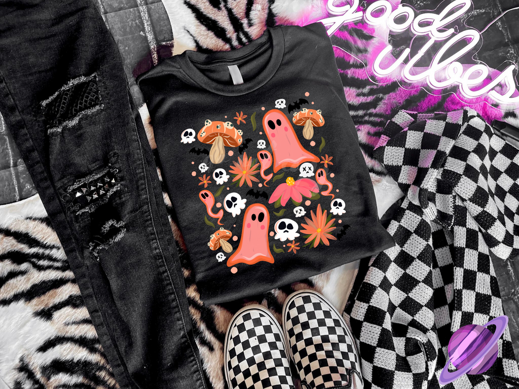 PINK GHOSTS - B94- UNISEX TEE ADULTS/KIDS Hoodie, Sweatshirt | PureTeeCo.com (Image 1)