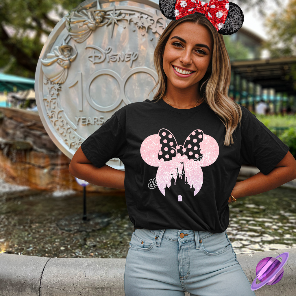 PINK GLITTER BOW HEAD TEE Hoodie, Sweatshirt | PureTeeCo.com (Image 1)