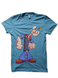 Popeye Light Blue Tee Hoodie, Sweatshirt | PureTeeCo.com
