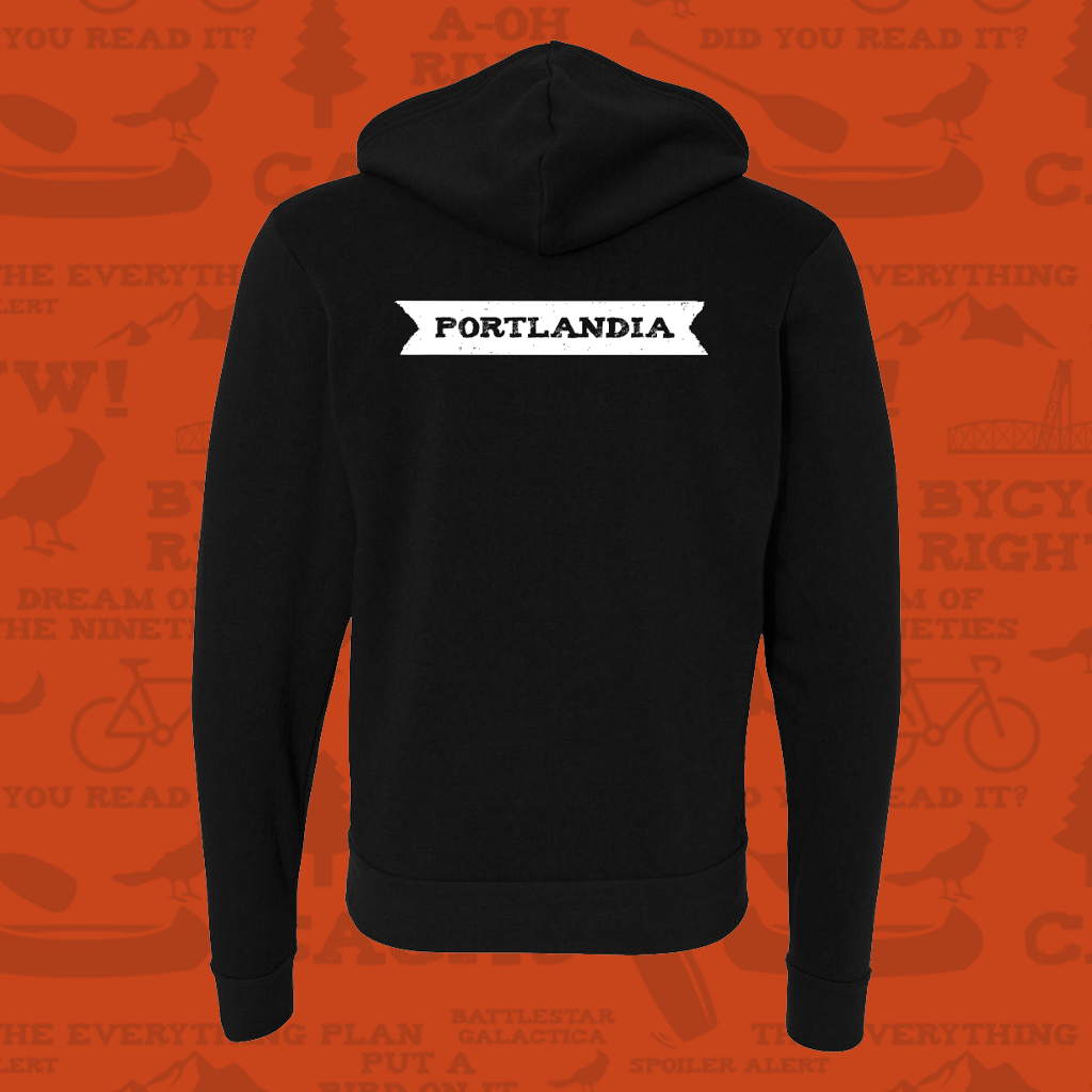 Portlandia Logo Black Zip Up Hoodie T-Shirts, Sweatshirt | PureTeeCo.com (Image 2)