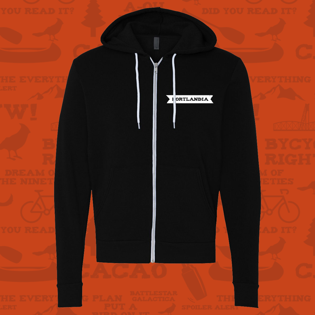 Portlandia Logo Black Zip Up Hoodie T-Shirts, Sweatshirt | PureTeeCo.com (Image 3)