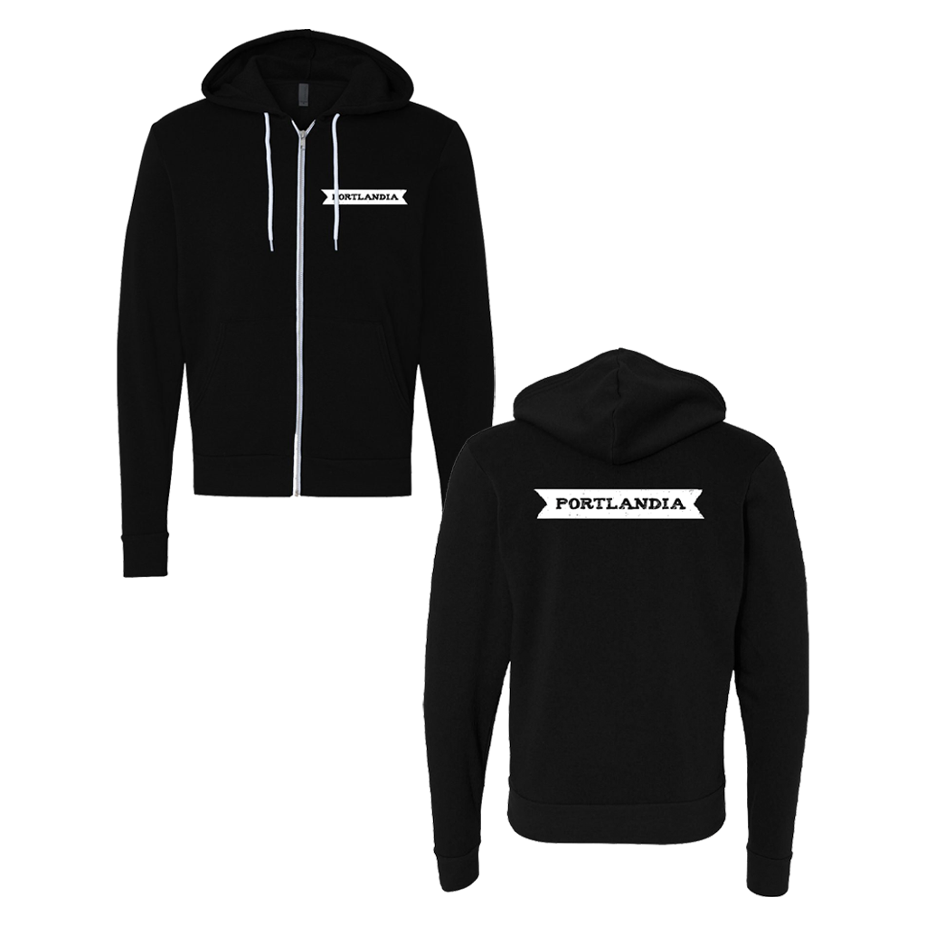 Portlandia Logo Black Zip Up Hoodie T-Shirts, Sweatshirt | PureTeeCo.com (Image 4)