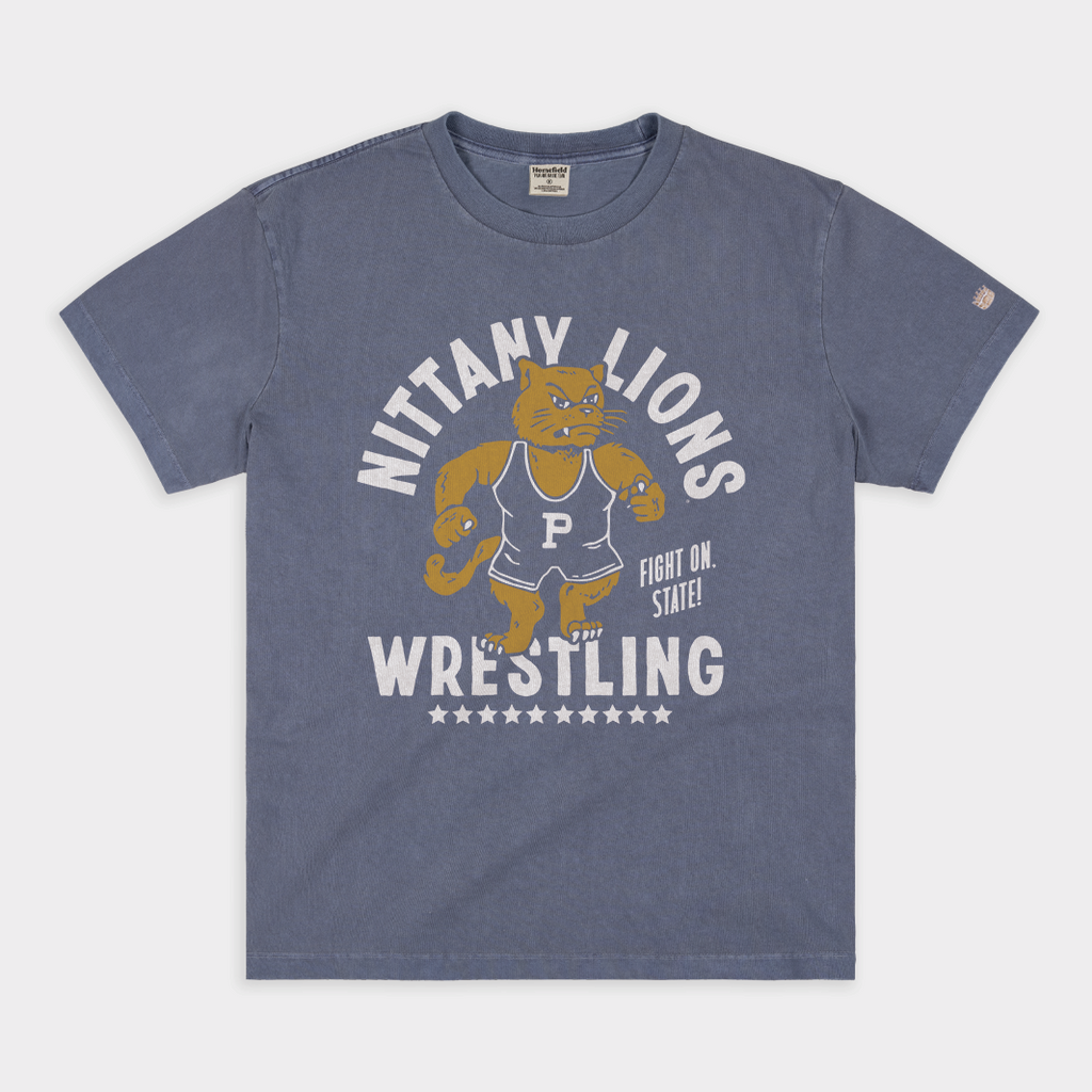 Nittany Lions Wrestling Vintage Heavyweight Tee Hoodie, Sweatshirt | PureTeeCo.com (Image 1)