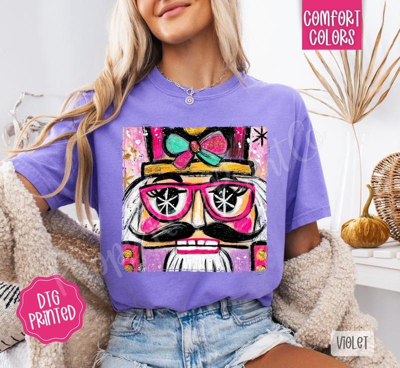 Painted Nutcracker Comfort Colors, Trendy Women's Christmas Tshirt Hoodie, Sweatshirt | PureTeeCo.com