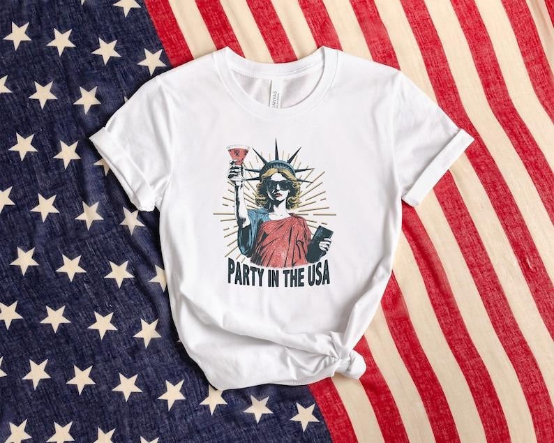 Party in the USA Shirt, Statue of Liberty Shirt, Coquette 4th Of July Shirt, Summer BBQ Shirt, USA Summer Tee 4th of July...
