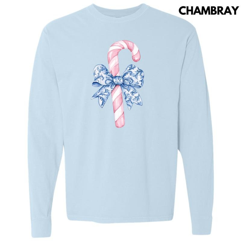 Pastel Candy Cane Long Sleeve Comfort Colors T-Shirt 'NLB' Hoodie, Sweatshirt | PureTeeCo.com