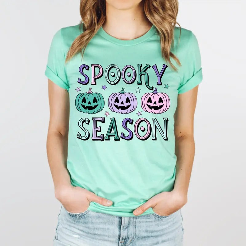 Pastel Spooky Season Tee Shirt Mint and Lavender Jack O Lantern Hoodie, Sweatshirt | PureTeeCo.com