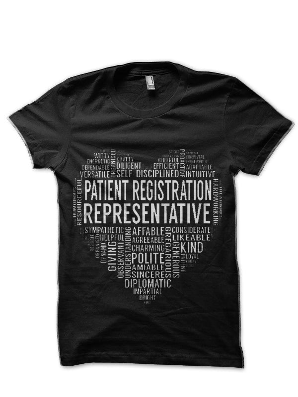 Patient Registration Representative Heart Black T-Shirt Hoodie, Sweatshirt | PureTeeCo.com