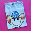 Patriotic Cowboy Happy Face Comfort Colors T-Shirt Hoodie, Sweatshirt | PureTeeCo.com