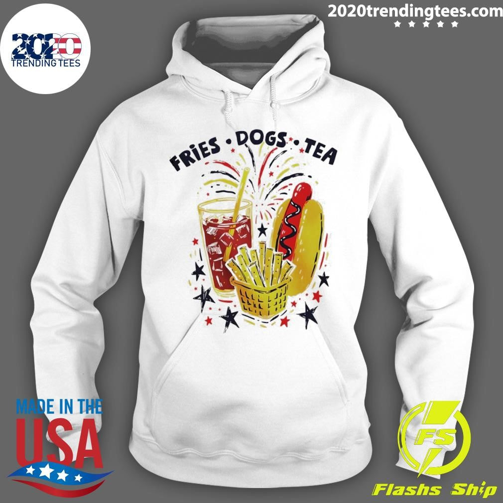 Patriotic Fries Dogs Tea Fourth Of July Fdt America 250th Anniversary Celebration Shirt