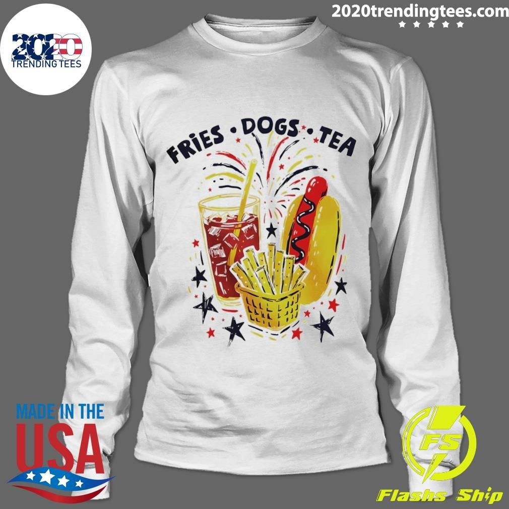 Patriotic Fries Dogs Tea Fourth Of July Fdt America 250th Anniversary Celebration Shirt