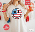Patriotic Happy Face Shirt Comfort Colors, July 4th Shirt, USA Oversized Graphic Tshirt, America Tshirts Hoodie, Sweatshirt
