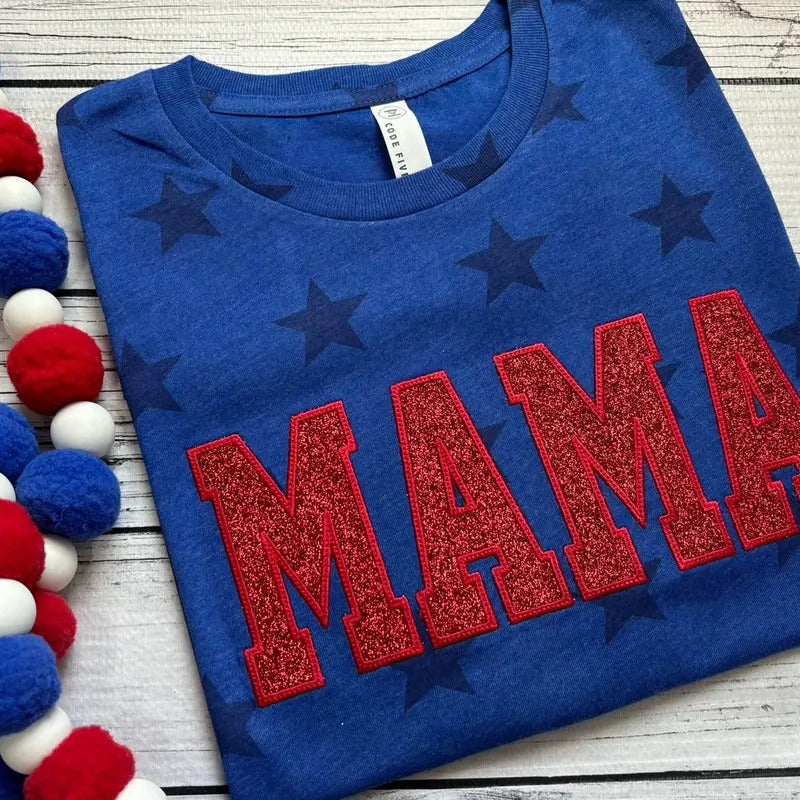 Patriotic Mama Glitter Tee Hoodie, Sweatshirt | PureTeeCo.com