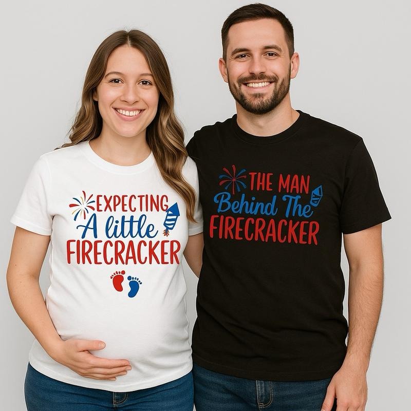 Patriotic Pregnancy Shirt, Expecting a Little Firecracker Tee, Funny 4th of July Pregnancy Reveal Shirt Hoodie, Sweatshirt