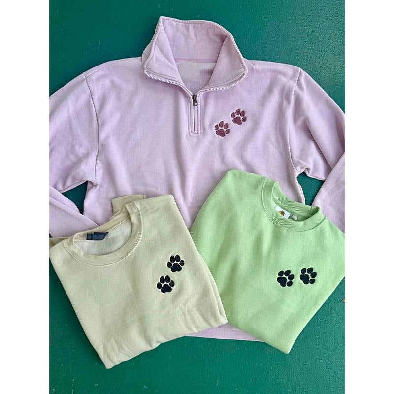 Paw Embroidered QZ Pullover or Sweatshirt (Multiple Options) T-Shirts, Hoodie | PureTeeCo.com