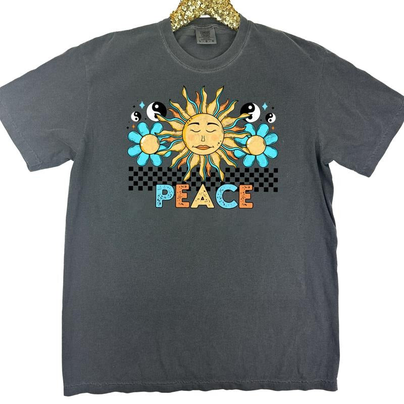 Peace Retro Sun Comfort Colors T-Shirt Hoodie, Sweatshirt | PureTeeCo.com