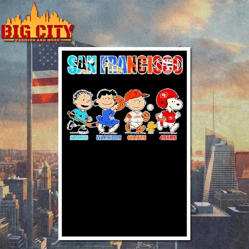 Peanuts Characters San Francisco Sports Sharks X Warriors X Giants X 49ers Shirt