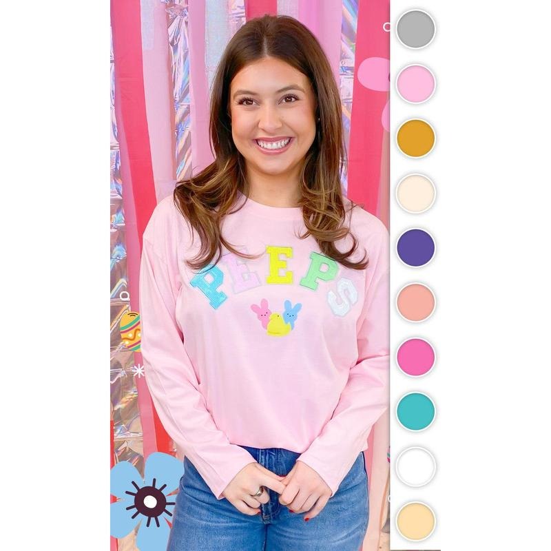 Peeps Sequin Easter Graphic Long Sleeve T-Shirt Hoodie, Sweatshirt | PureTeeCo.com