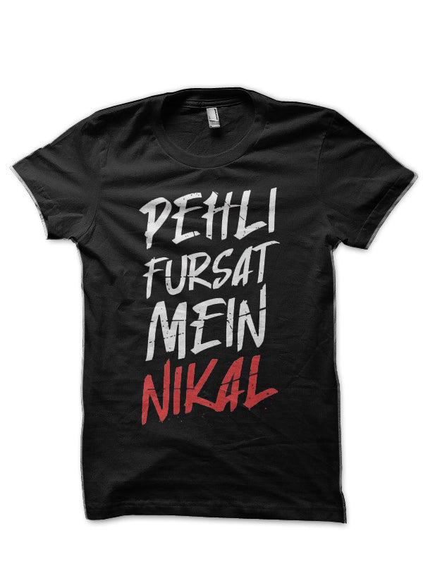 Pehli Fursat Mein Nikal Hinglish Print Black T-Shirt Hoodie, Sweatshirt | PureTeeCo.com