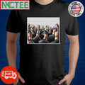 Pencils with erasers standing around the sharp pencil tip shirt