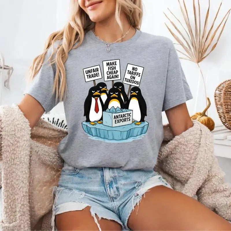 Penguins Protest Against Tariffs Funny Penguin Tariff T-shirt, Shirt Made in USA Hoodie, Sweatshirt | PureTeeCo.com