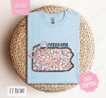 Pennsylvania Floral Bow Gildan T-shirt, Cute Trendy Tee, State Coquette Oversized Top Hoodie, Sweatshirt | PureTeeCo.com