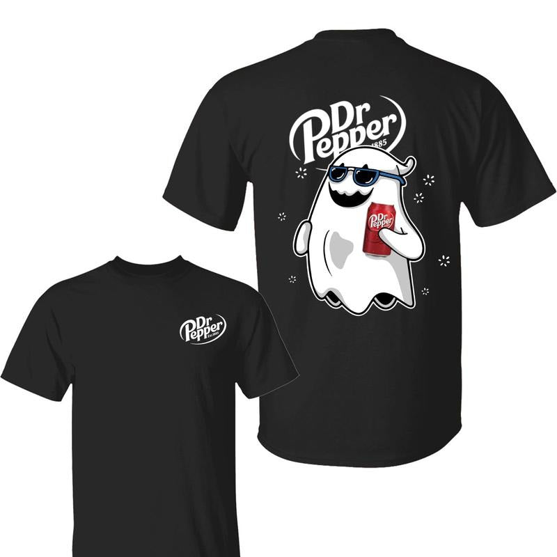 Pepper Ghost Halloween 2 Sided Shirt, Unisex Cotton Crewneck Tee for Men & Women, Casual Halloween Tee with Soft Drink...