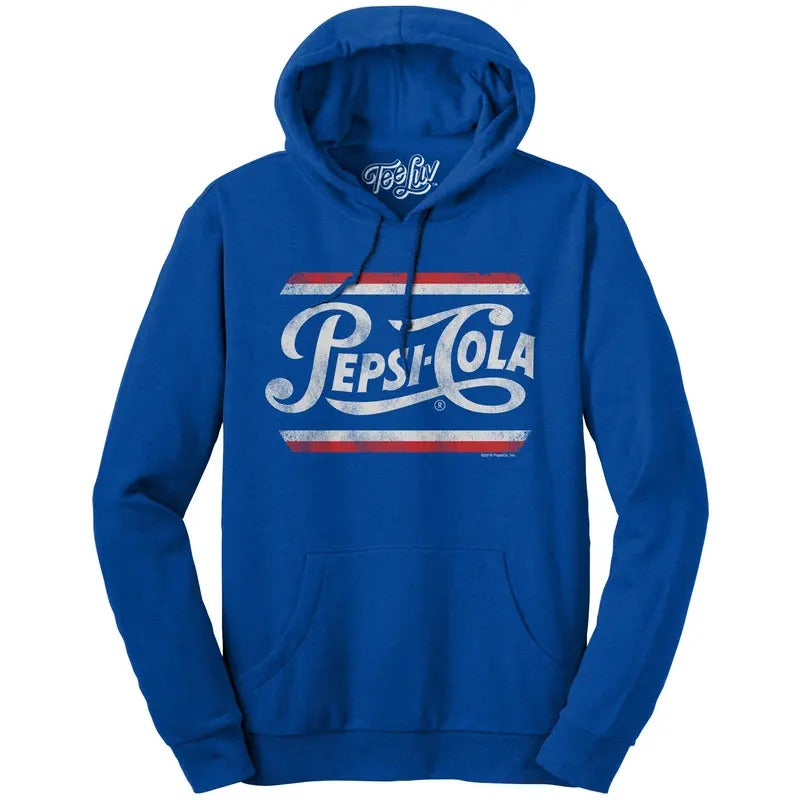 Pepsi Cola Pullover Hooded Sweatshirt - Blue T-Shirts, Hoodie | PureTeeCo.com