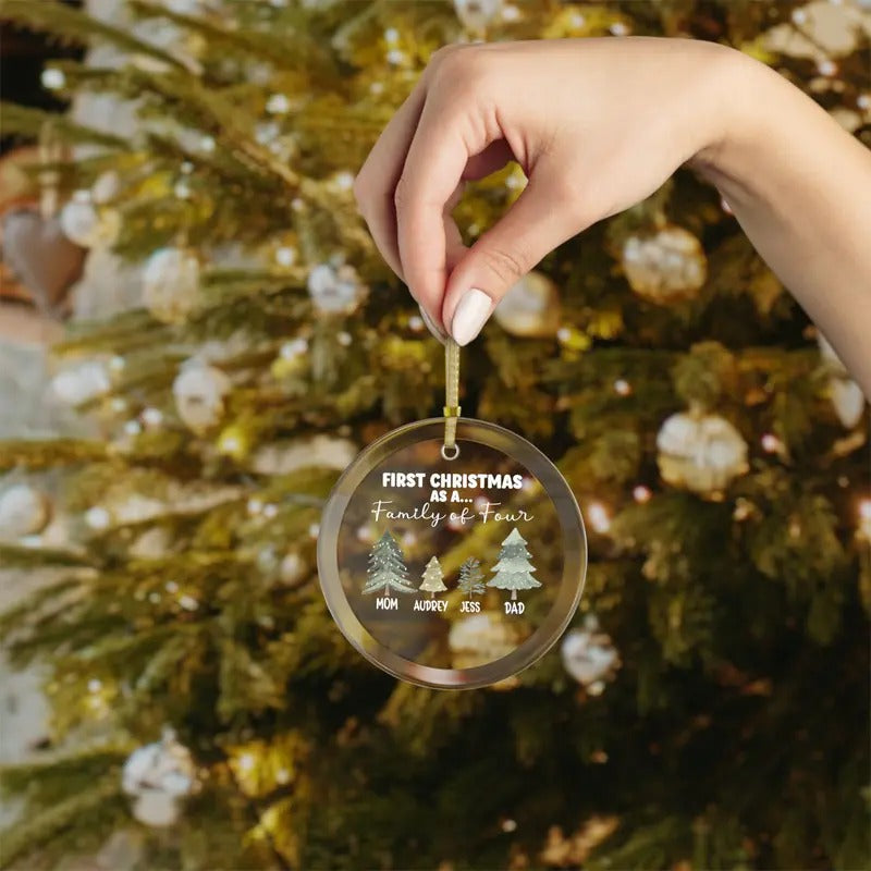 Personalized First Christmas as a Family of 4 Ornament, Custom Xmas Ornament T-Shirts, Hoodie, Sweatshirt | PureTeeCo.com