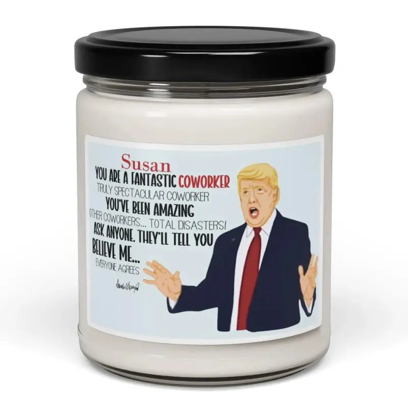 Personalized Funny Trump Candle, Custom Gift for Mom, Dad, Grandma, Sister, or Coworker, Scented Gift for Birthday or...