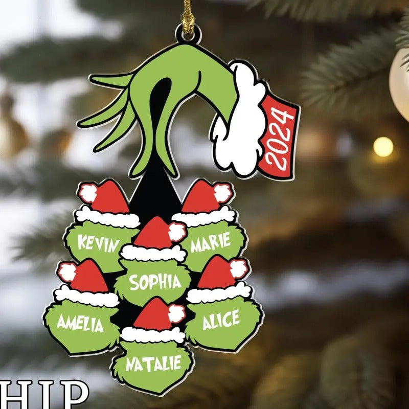Personalized Gr.nch Family Name Christmas 2024 Tree Acrylic Ornament, Custom Kids Name Ornament, Gift For Grandma,...