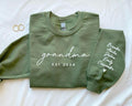Personalized Grandma Sweatshirt with Names on Sleeve, Nana Puff Print, Mothers Day Shirt, Embrossed Granny Sweatshirt,...