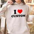 Personalized I Love Custom Hoodie - Valentines Gift Hoodie - I Heart Breaking Hearts - Unisex Crewneck Sweatshirt &...