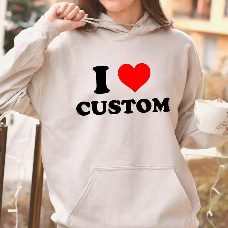 Personalized I Love Custom Hoodie - Valentines Gift Hoodie - I Heart Breaking Hearts - Unisex Crewneck Sweatshirt &...