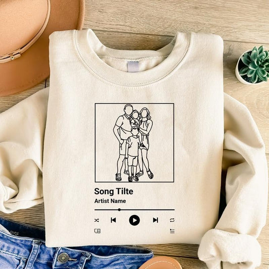 Personalized Portrait From Photo Sweatshirt, Custom Photo & Song Hoodie, Custom Artist Name Shirt, Custom Song Name T-Shirt, Favorite Song Tee, Couple Portrait, Family Portrait, Custom Favorite Artist Tee