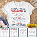 Personalized Thanks For Not Swallowing Us Shirt, Funny Gift For Mom, Funny Mothers Day Shirt, Mom Custom Shirt Hoodie,...