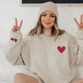 Personalized Valentines Sweatshirt for Women with Initial on Sleeve - Fabric, Cotton T-Shirts, Hoodie | PureTeeCo.com
