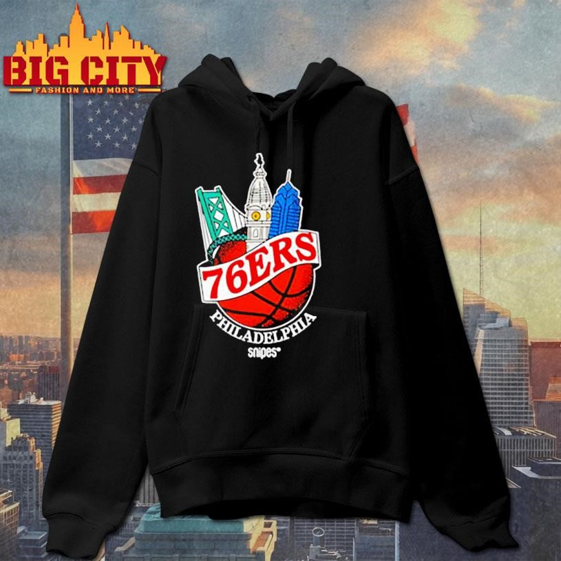 Philadelphia 76ers Snipes Benjamin Franklin Bridge and Philadelphia City Hall Tower shirt