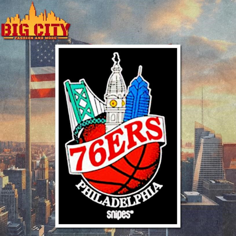 Philadelphia 76ers Snipes Benjamin Franklin Bridge and Philadelphia City Hall Tower shirt