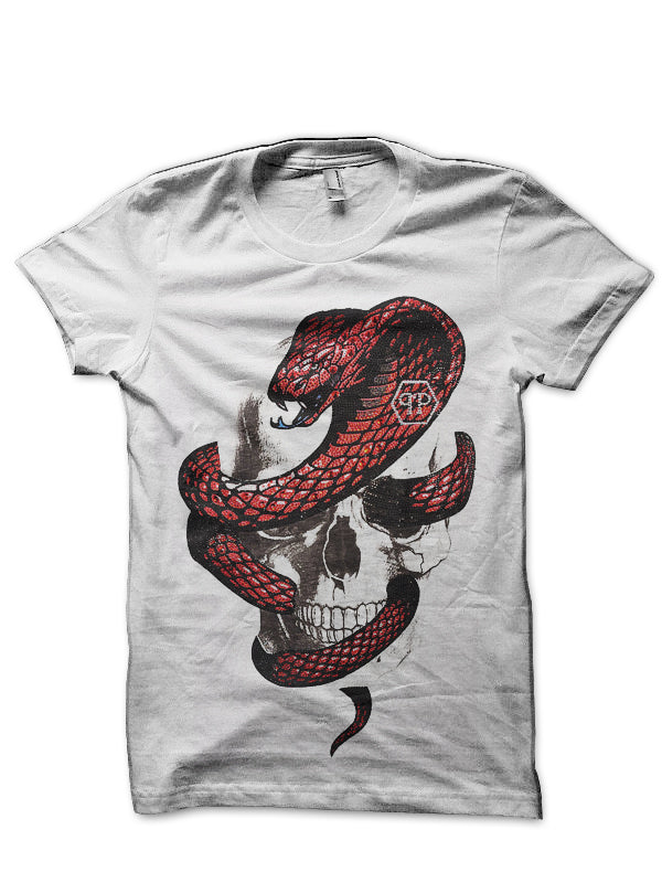 Philipp Plein Snake And Skull White T-Shirt Hoodie, Sweatshirt | PureTeeCo.com
