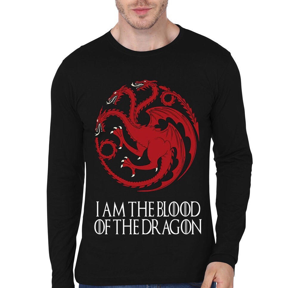 Fire and Blood Black Full Sleeve Tee Hoodie, Sweatshirt | PureTeeCo.com
