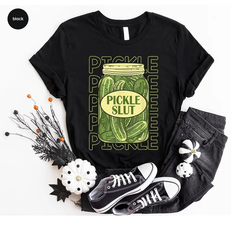 Pickle Slut Shirt Vintage Canned Pickles Tshirt Funny Pickle Graphic Tees Women Vneck T-shirt Funny Humor Clothing Gifts...