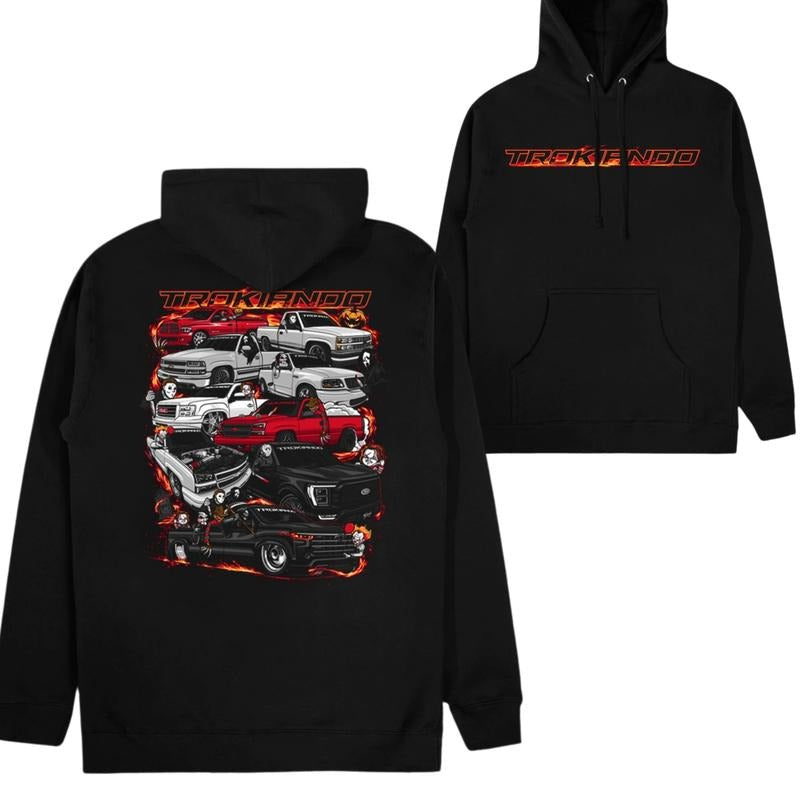 Pickup Trucks and Characters Hoodie, Trokiando Hoodie, Car Merch Graphic Design Shirt For Men, Menswear Classic Classic...