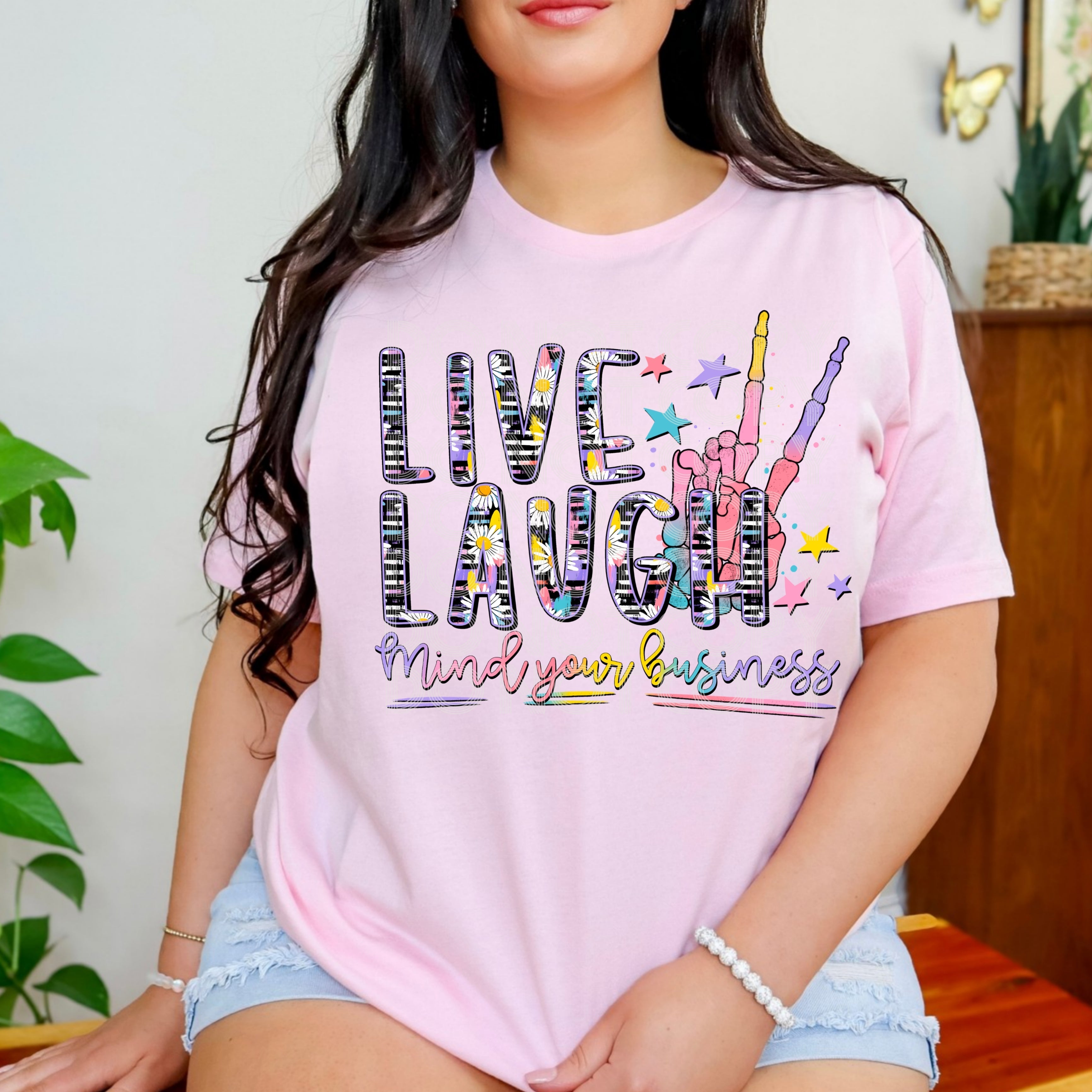 LIVE LAUGH MIND YOUR BUSINESS TEE Hoodie, Sweatshirt | PureTeeCo.com (Image 1)