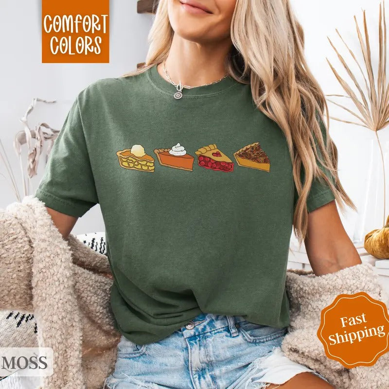 Pie Shirt Comfort Colors, Thanksgiving Shirt, Fall Womenswear Oversized Crewneck Hoodie, Sweatshirt | PureTeeCo.com