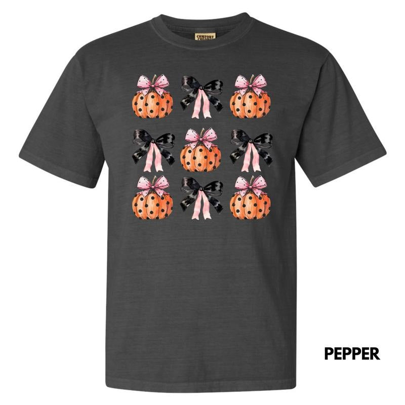Pink & Black Pumpkin Coquette Comfort Colors T-Shirt 'NLB' Hoodie, Sweatshirt | PureTeeCo.com