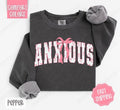 Pink Anxious Bow Comfort Colors Sweatshirt, Women's Crewneck, Cute Women's Sweater T-Shirts, Hoodie | PureTeeCo.com
